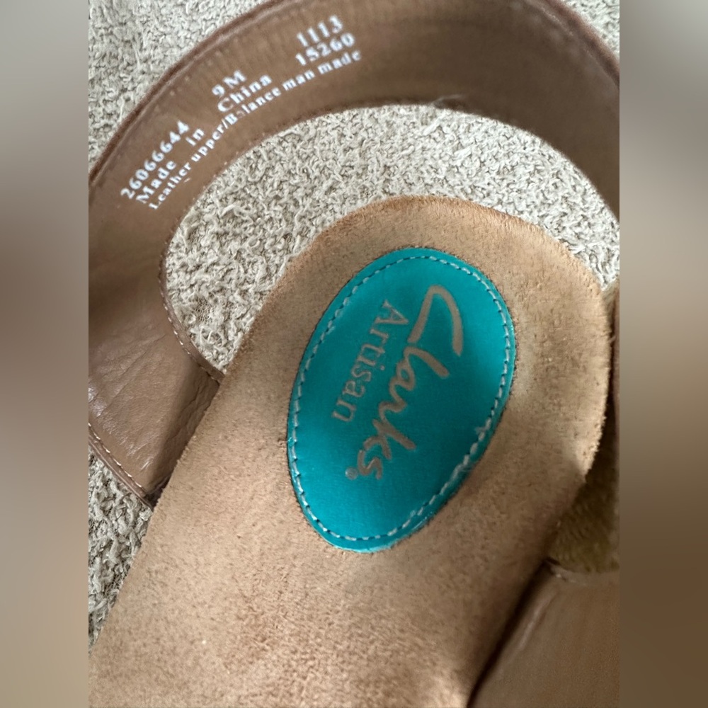Clarks Artisan boho Teal Blue Leather Strappy Wedge Sandals 9M EUC - Picture 3 of 10